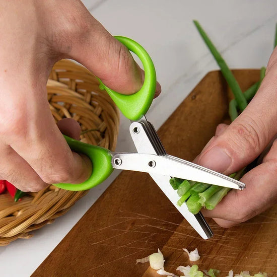 Multi-Layer Kitchen Scissors - Stainless Steel Vegetable Cutter Herbs, Scallions, Laver, and Spices with Efficient Cooking Tool