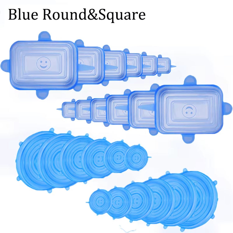 6/12/24PCS Food Silicone Cover Fresh-Keeping Stretch Lid Reusable Airtight Cap Wrap Kitchen Accessories Refrigerator Storage