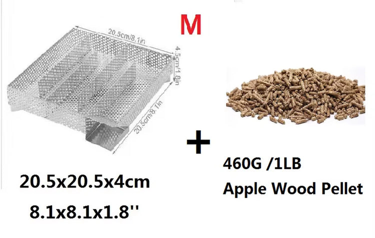 Stainless Steel Pellet Smoke Generator Cooking Tool for BBQ Grill Hot or Cold Smoking Box Grill Meat Fish Cheese Barbecue Tool