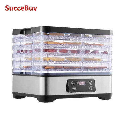 Succebuy 5 Tray Food Dehydrator Machine 300W Stainless Steel Electric Food Dryer W/ Digital Adjustable Timer & Temperature