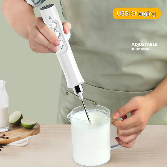 3 in 1 Portable Electric Milk Frother Foam Maker Handheld Rechargeable Foamer High Speeds Drink Mixer Coffee Frothing Wand