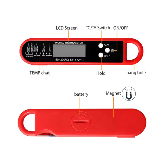 Digital Meat Thermometer for Cooking, Kitchen Food Thermometer for BBQ Grill Smoker Oil Fry Candy Instant Read Thermometer