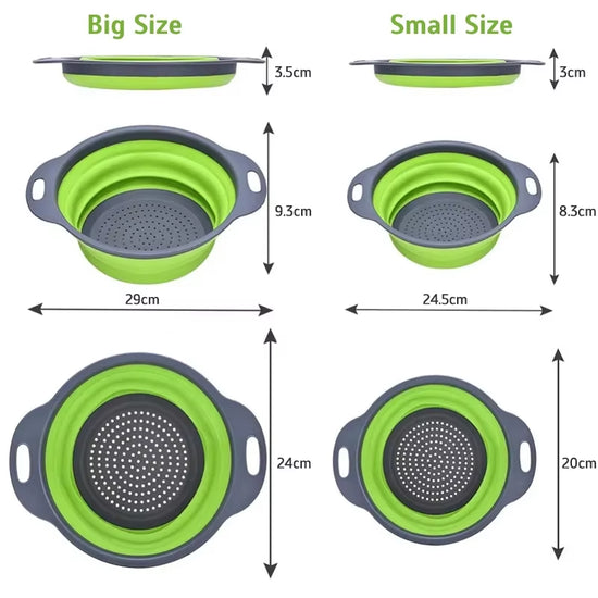Foldable Strainer Fruit Vegetable Washing Basket Colander Dish Drainer Silicon Colander Collapsible Drainer Kitchen Gadgets