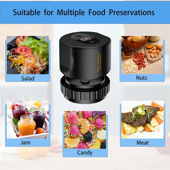 A67Z Mason Jar Vacuum 2 in 1 Design Electric Mason Jar Vacuum Sealing Kit, Fully Automatic Suction Stop Food Storage