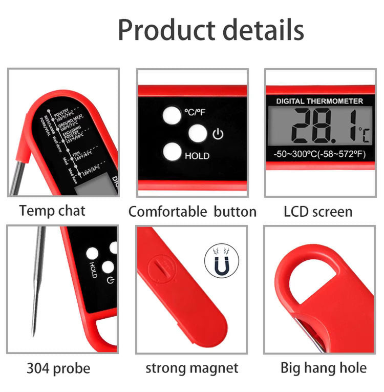 Digital Meat Thermometer for Cooking, Kitchen Food Thermometer for BBQ Grill Smoker Oil Fry Candy Instant Read Thermometer