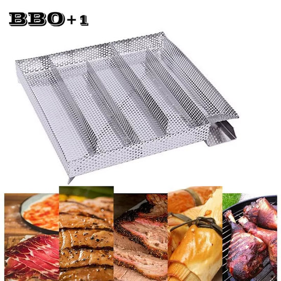 Stainless Steel Pellet Smoke Generator Cooking Tool for BBQ Grill Hot or Cold Smoking Box Grill Meat Fish Cheese Barbecue Tool