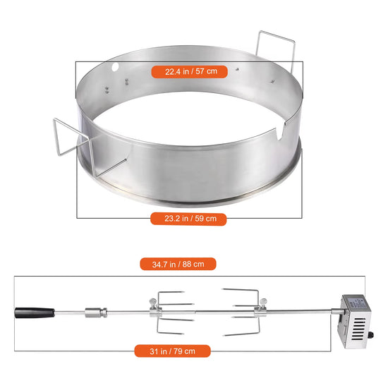 Universal Grill Rotisserie Kit for Grills, Electric BBQ Grill with 9W Motor, Stainless Steel Automatic Grilling Kit