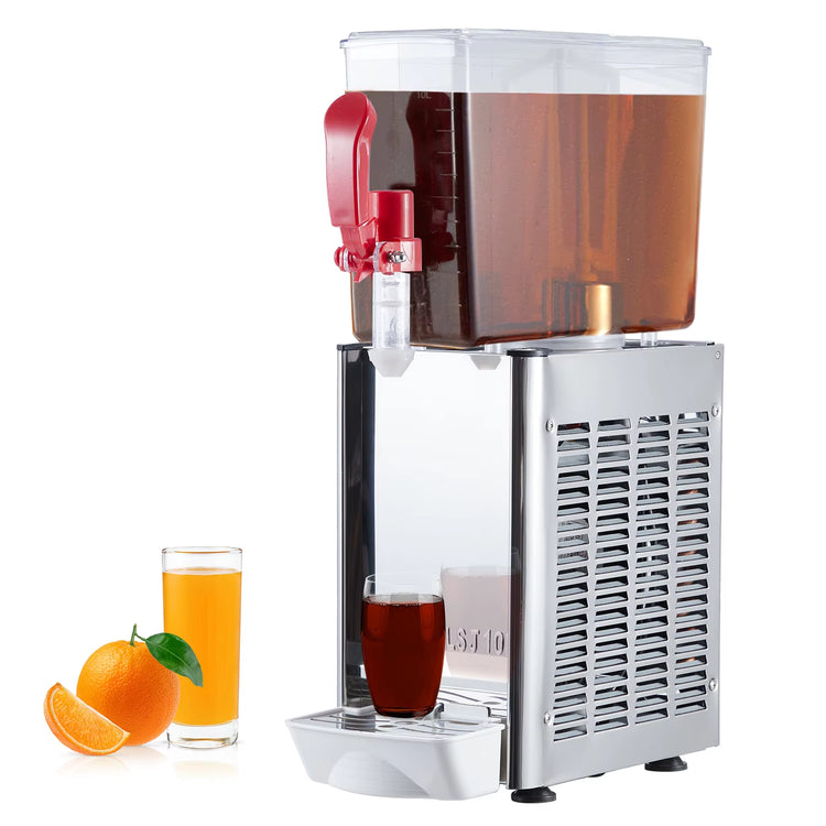 Commercial Beverage Dispenser, 1 Tank 10L(18L) , Commercial Juice Dispenser 180W Ice Tea Drink Dispenser, 41°F-54°F Cooling