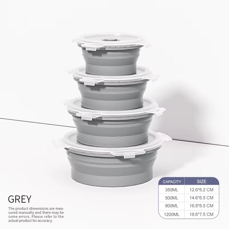 4Pcs Collapsible Lunch Box Silicone Food Storage Containers with Lids, Portable Expandable Bowls Travel Folding Food Storage Box