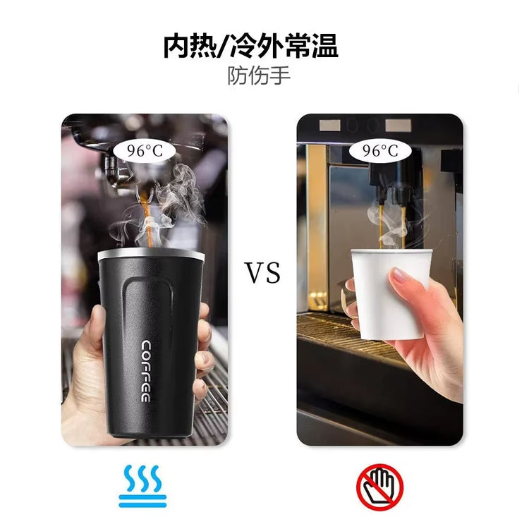 510Ml Insulated Coffee Cup Stainless Steel Coffee Cup Temperature Display Vacuum Flask Insulated Roller Thermos Cup Water Bottle