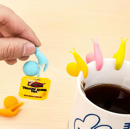 5 Pcs/Set Cute Snail Shape Tea Bag Clip Cup Mug Tea Infusers Strainer Clips Party Decor Random Color Silicone Tea Bag Holder