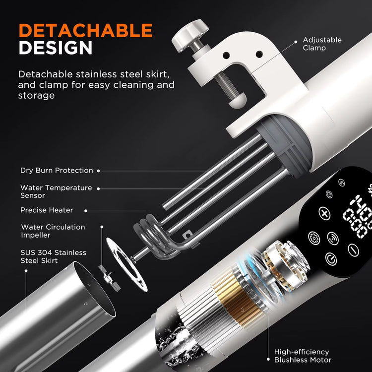 Sous Vide Machine 1100W, Sous Vide Precision Cooker, Ultra Quiet Immersion Circulator with Recipes, Accurate Temperature Control