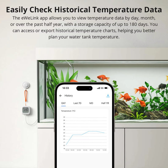 SNZB-02LD IP65 Zigbee LCD Smart Thermometer with Probe Detect Pool Bathtub Fridge Freezer Liquid Temperature Measurement