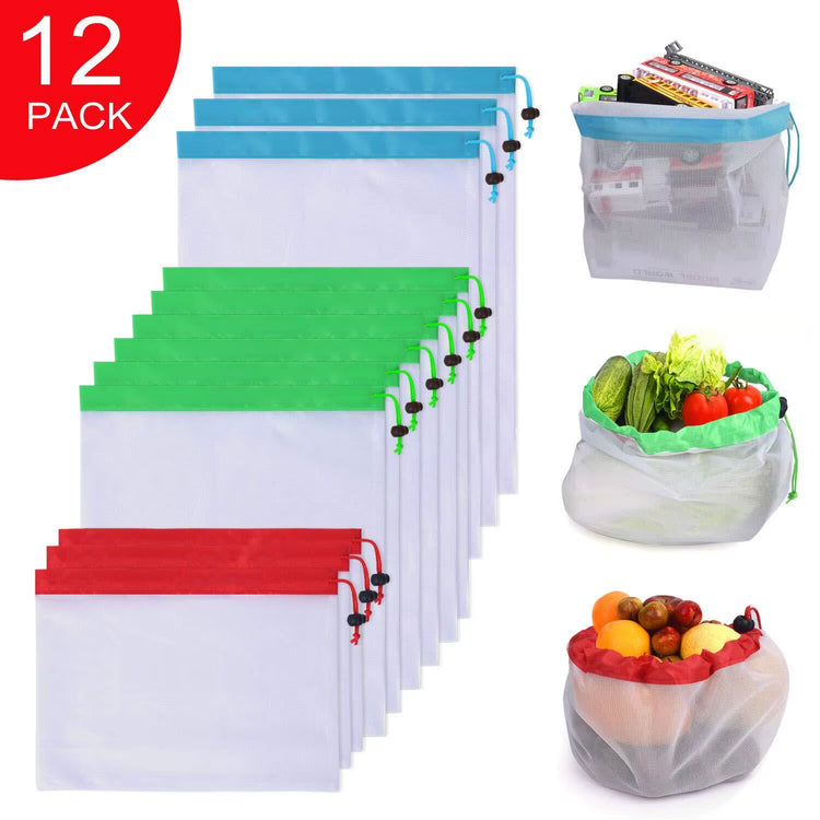 3 Sizes Reusable Mesh Produce Bag Washable Eco-Friendly Bags for Grocery Shopping Storage Fruit Vegetable Toys Sundries Bag