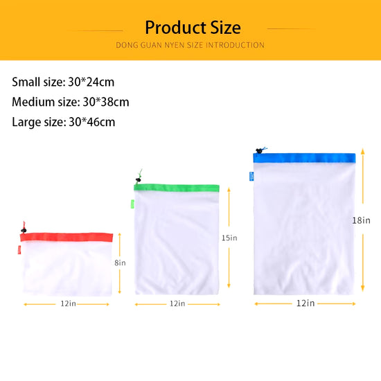 3 Sizes Reusable Mesh Produce Bag Washable Eco-Friendly Bags for Grocery Shopping Storage Fruit Vegetable Toys Sundries Bag
