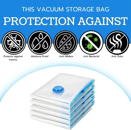 6 Pack Vacuum Storage Bags with Hand Pump Space Saver Vacuum Seal Storage Bags for Clothing Bedding Travel Lugggage Organizer