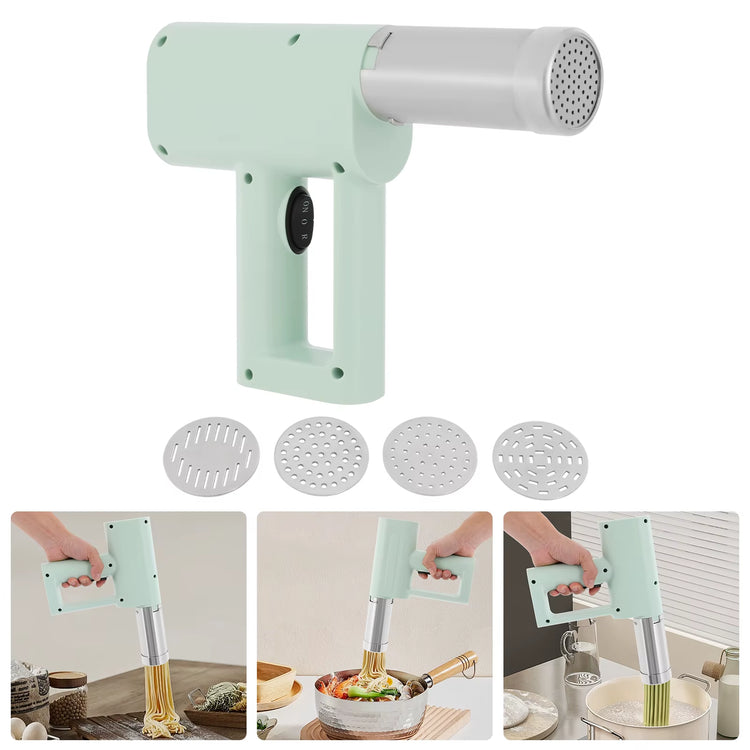 Electric Stainless Steel Pasta Maker,White/Green 5 Molds Kitchen Pasta Machine 22*20.5Cm for Home Kitchens