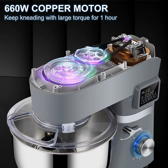 Succebuy 5.5/7Lelectric Stand Mixer with 6Speeds LCD Screen Timing Food Mixer Cream Egg Whisk Whip Dough Kneader with Steel Bowl