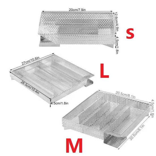 Stainless Steel Pellet Smoke Generator Cooking Tool for BBQ Grill Hot or Cold Smoking Box Grill Meat Fish Cheese Barbecue Tool