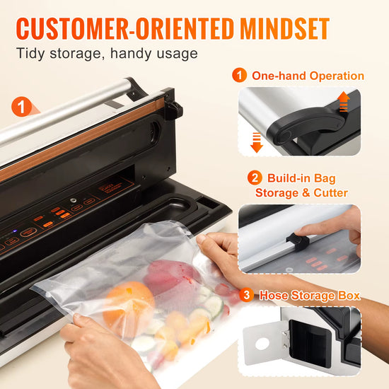 Succebuy Commercial Vacuum Sealer Machine Multifunction Automatic Food Packaging with Bag Roll Storage Cutter for Home Kitchen