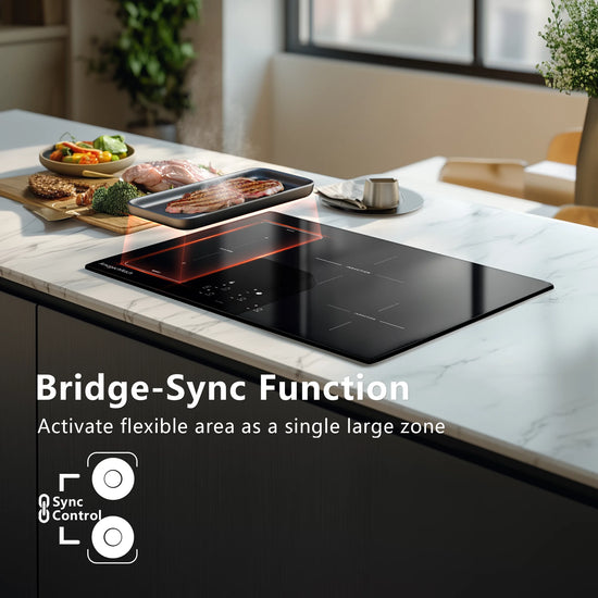9000W Built-In Induction Cooktop 4 Burners-Touch Control Smart Cooking Timer&Child Lock Power Boost Electric Stove 110V