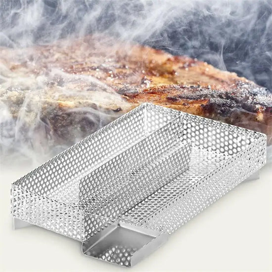 Stainless Steel Pellet Smoke Generator Cooking Tool for BBQ Grill Hot or Cold Smoking Box Grill Meat Fish Cheese Barbecue Tool