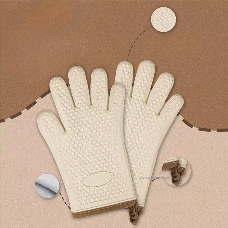 1PC Anti-Scald Thickened Silicone Gloves Heat Resistant Microwave Oven Baking Gloves BBQ Gloves Anti-Slip Heat Insulation Mitts